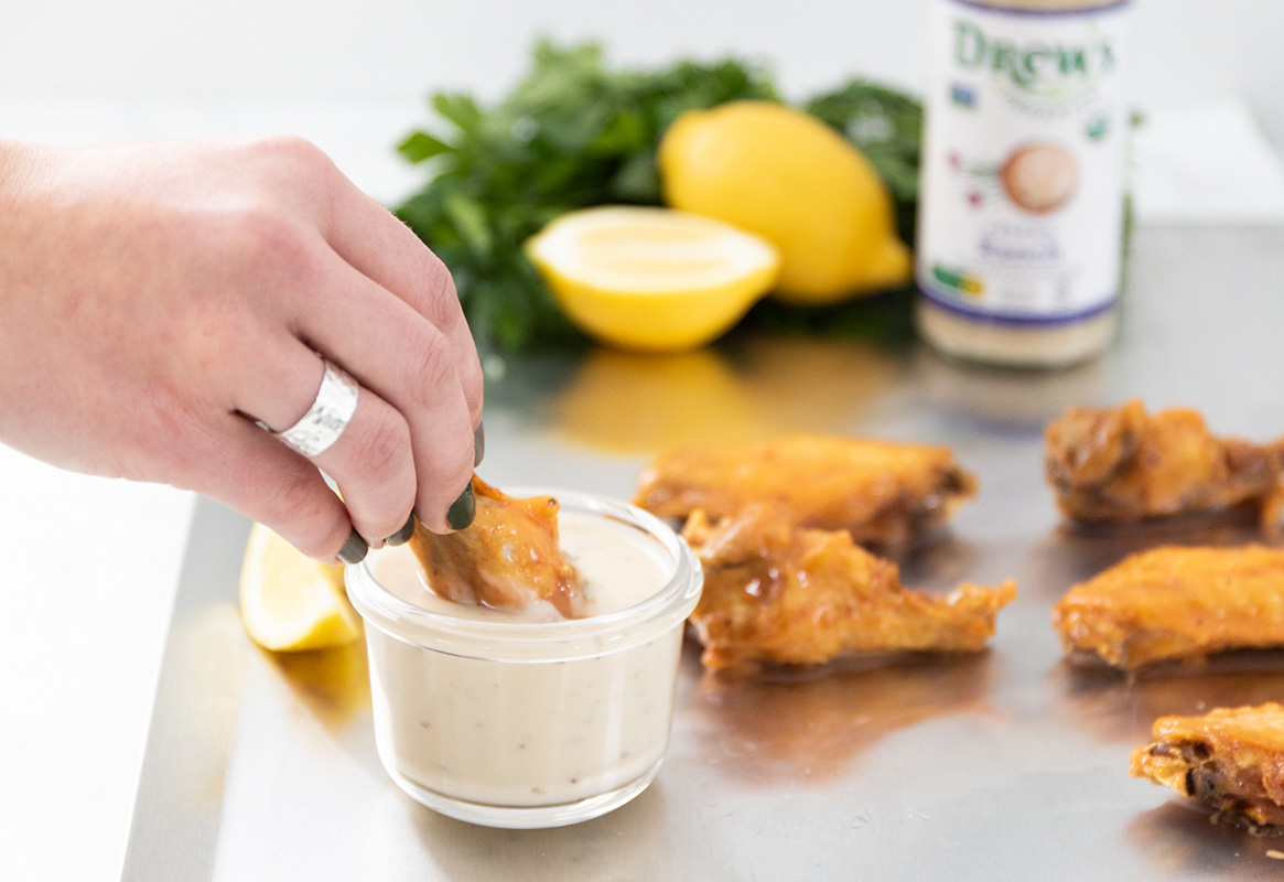 Drew’s Organics Dressing and Chicken Wings