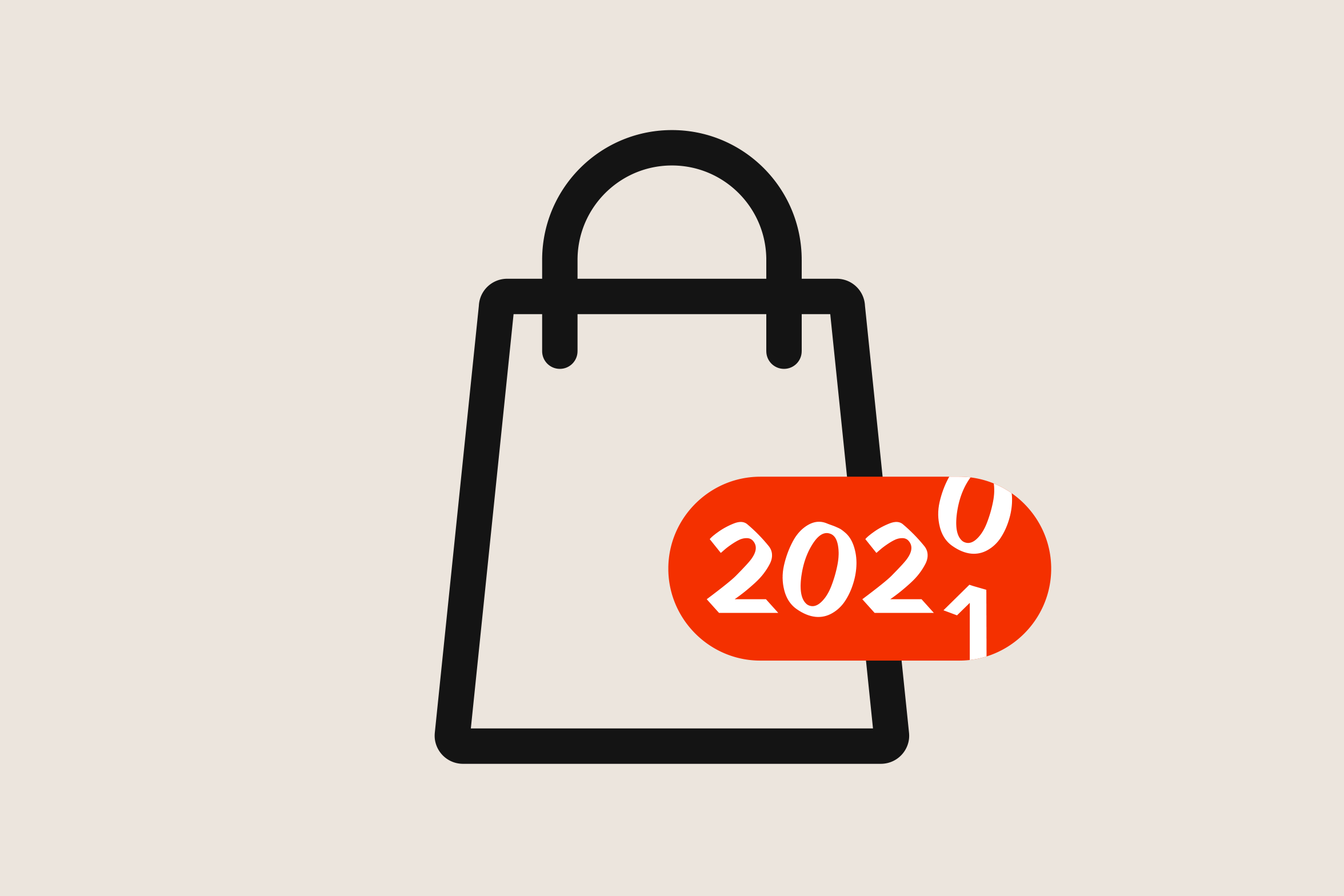 shopping bag graphic representing switch from 2020 to 2021